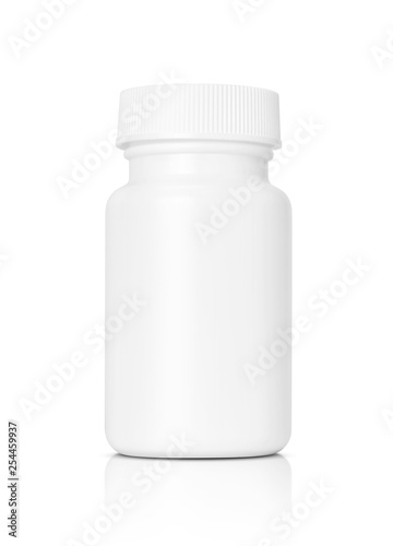 white plastic medicine bottle isolated on white background