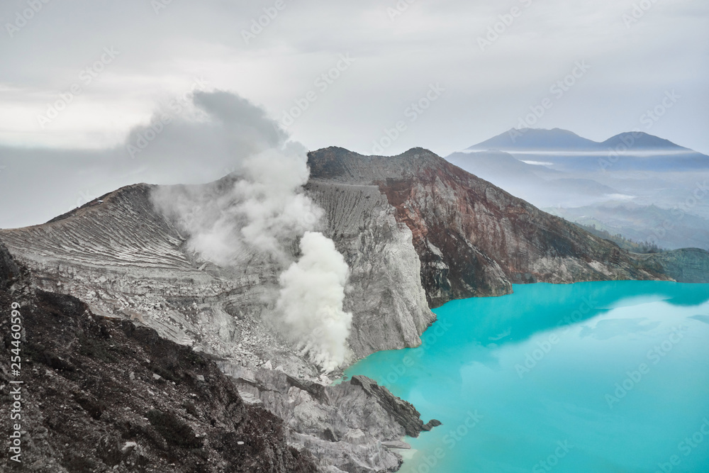 Crater of the volcano Ijen.