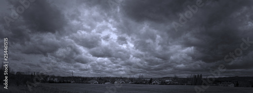 Panoramic landscape in blac...