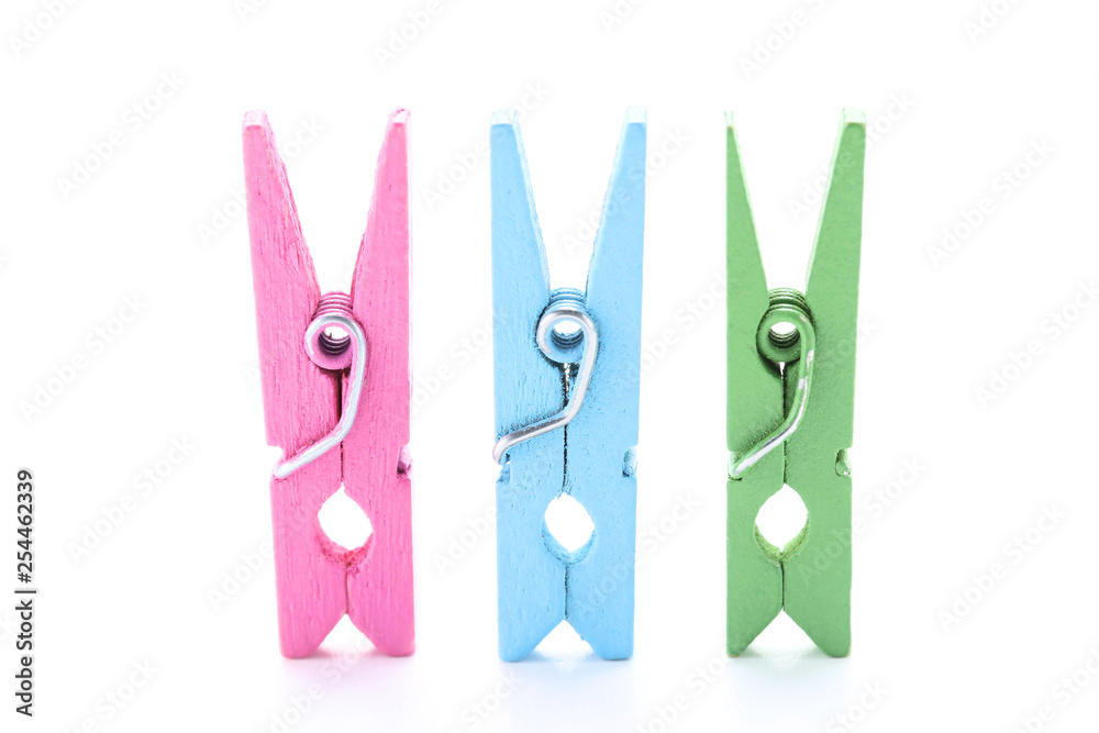 Colorful clothespins isolated on white background Colorful clothespins isolated on white background