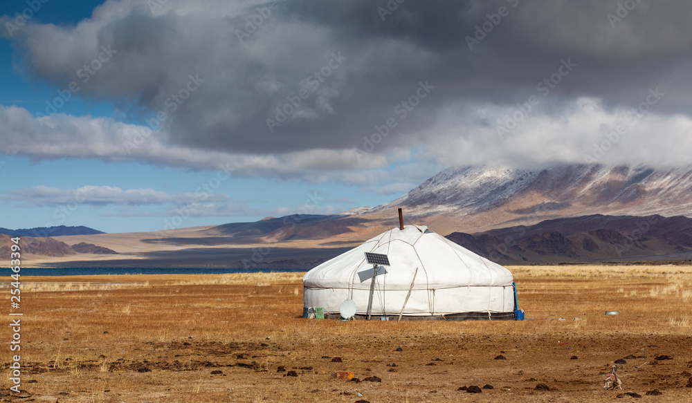 yurt in a landscape of Western Mongolia