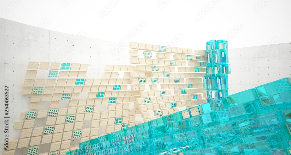 Obraz premium Abstract concrete and coquina parametric interior with window. 3D illustration and rendering.