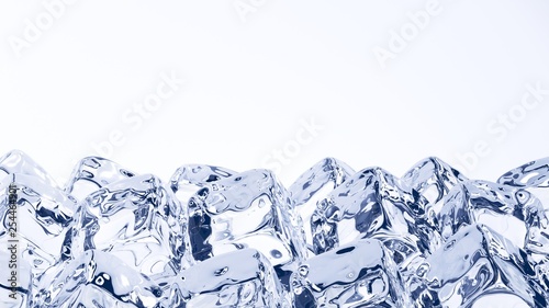 Ice cubes isolated white background. 3d illustration.