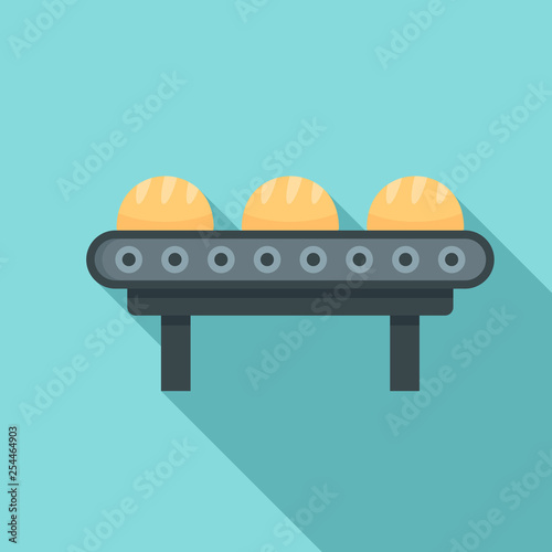 Line of bread factory icon. Flat illustration of line of bread factory vector icon for web design