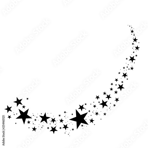 Stars on a white background. Black star shooting with an elegant star.Meteoroid, comet, asteroid, stars.