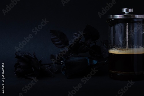 Breakfast food with black background