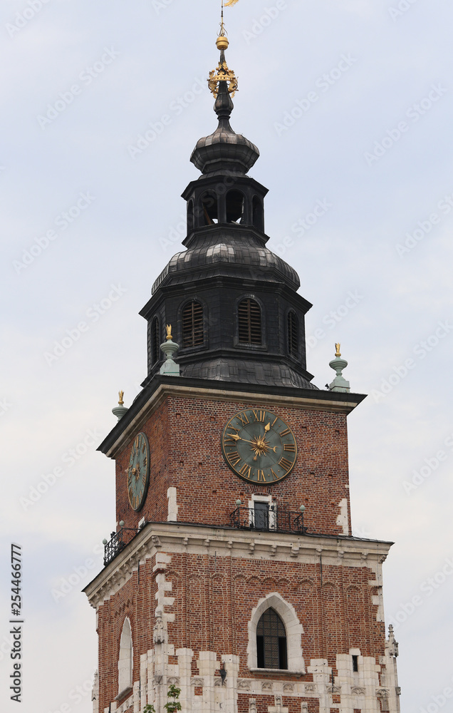 bell tower of Krakow in Poland and the Church of Our Lady Saint