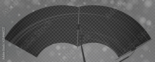 Creative vector illustration of realistic car windscreen wipe glass, wiper cleans the windshield isolated on transparent background. Art design window brush template. Abstract concept graphic element