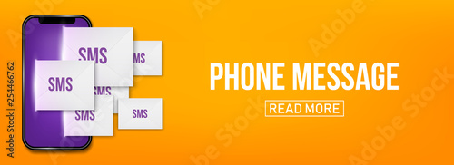 Creative vector illustration of new sms or email notification on mobile phone on background. Art design envelope unread message from screen template. Abstract concept graphic smartphone element