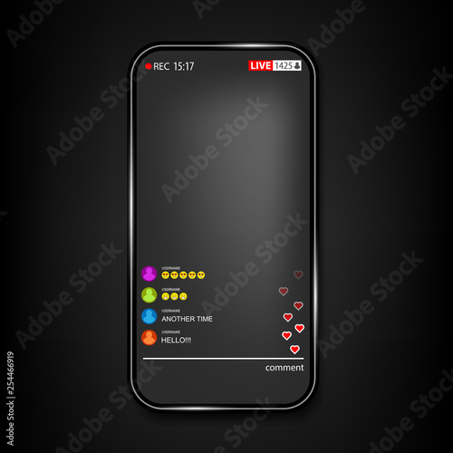 Creative vector illustration of streaming live video on smartphone isolated on transparent background. Art design social media webcast template. Abstract concept graphic element