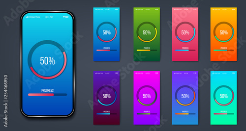 Creative vector illustration of mobile app progress bar loading isolated on transparent background. Art design preloader template. Abstract concept graphic upgrade, update, download diagram element