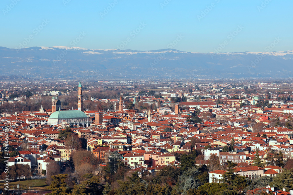 panoramic view of the city of VICENZA in Northern Italy and the