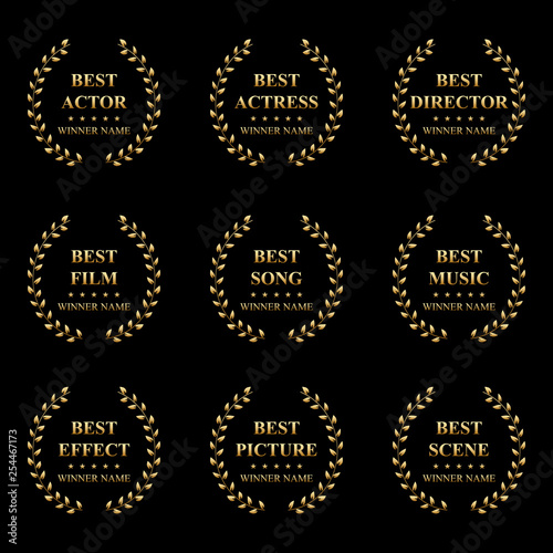 Creative vector illustration of the best award label with golden laurel wreath isolated on transparent background. Art design premium quality choice template. Abstract concept graphic victory element