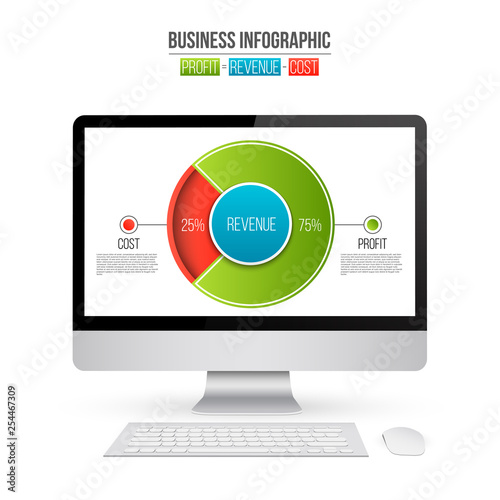 Creative vector illustration of revenue, profit, expenses diagram showing infographic isolated on transparent background. Art design business planning template. Abstract concept graphic element