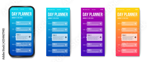 Creative vector illustration of phone day planner template, calendar done task isolated on transparent background. Art design interface to do list. Abstract concept graphic UX UI element