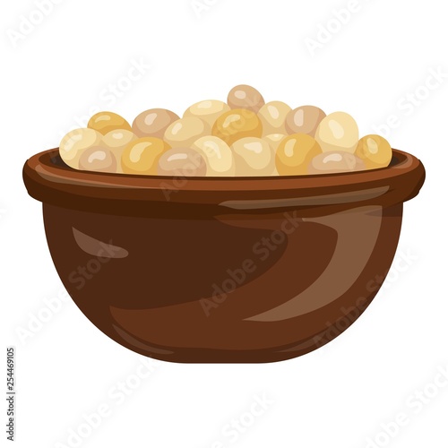 Soybean bowl icon. Cartoon of soybean bowl vector icon for web design isolated on white background