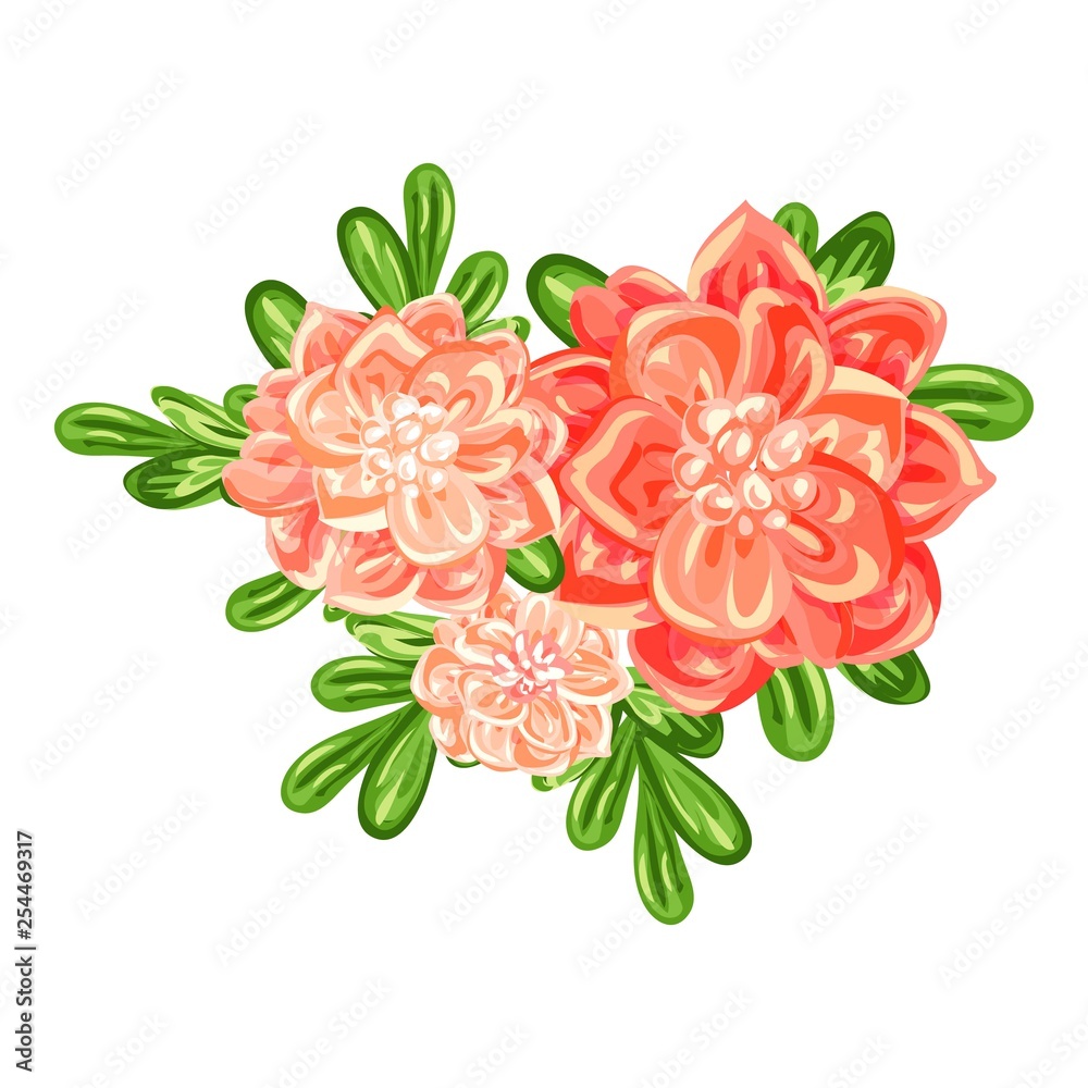 Camellia bunch icon. Cartoon of camellia bunch vector icon for web design isolated on white background