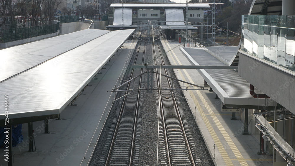 İSTANBUL, TURKEY - MARCH 11 , 2019: View of Bakırkoy's Main Train Station (Gebze-Halkalı Commuter Line ) İSTANBUL, TURKEY - MARCH 11 , 2019: View of Bakırkoy's Main Train Station (Gebze-Halkalı Commuter Line )