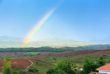 Rainbow in the mountain valley of Laos.