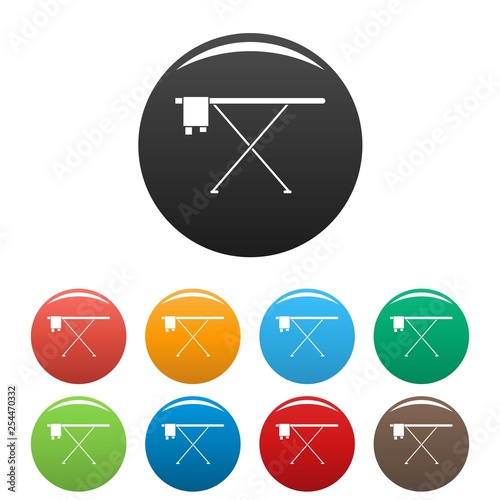 Ironing board icons set 9 color vector isolated on white for any design