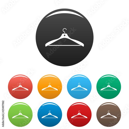 Clothes hanger icons set 9 color vector isolated on white for any design