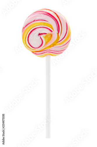 Lollipop swirl on stick isolated on white