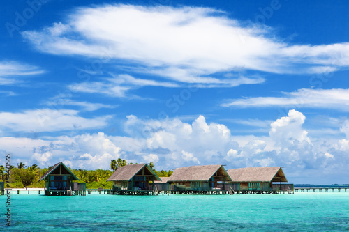 Luxury hotel's rooms at the water, Maldives islands