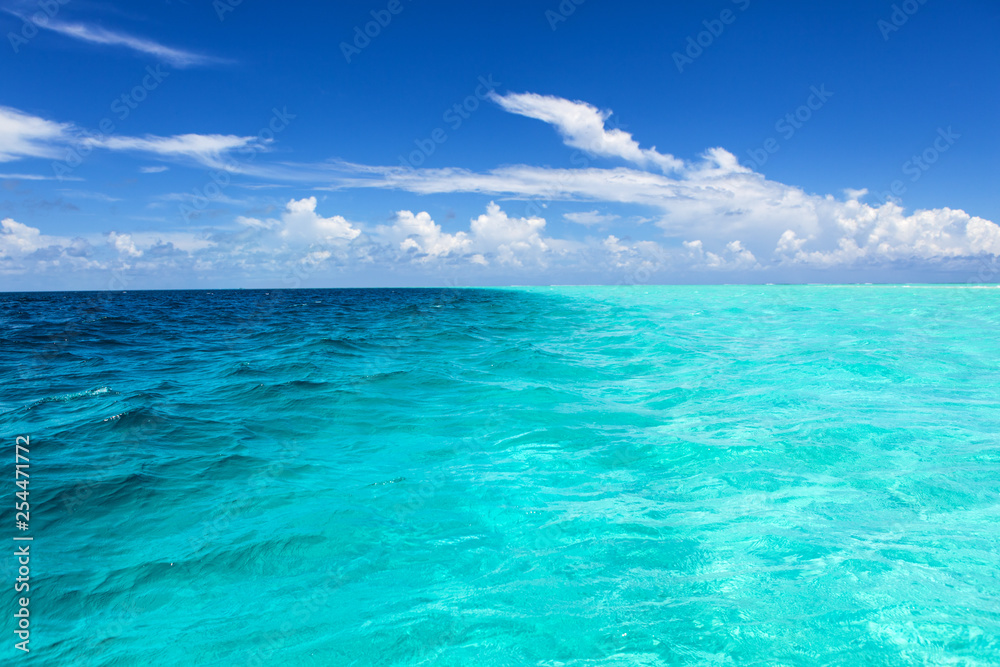 Beautiful scene in Indian Ocean,Maldives Islands .Copy space