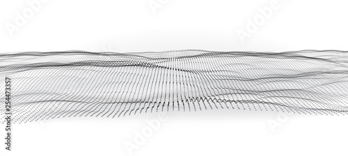 3D Data technology background. Music abstract illustration. Equalizer for music, showing sound waves. Vector design