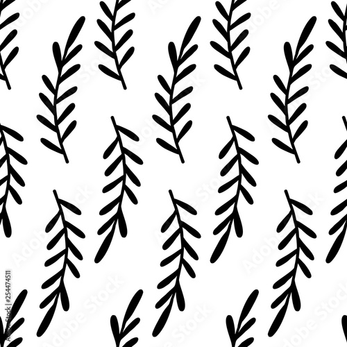 Simple twigs with leaves seamless vector pattern.