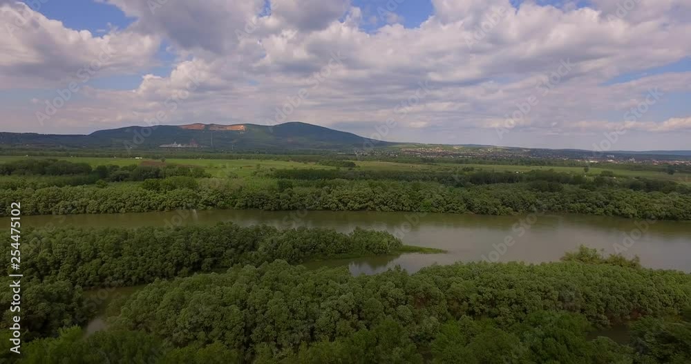 Aerial Shot over Danube River, backwater Aerial Shot over Danube River, backwater