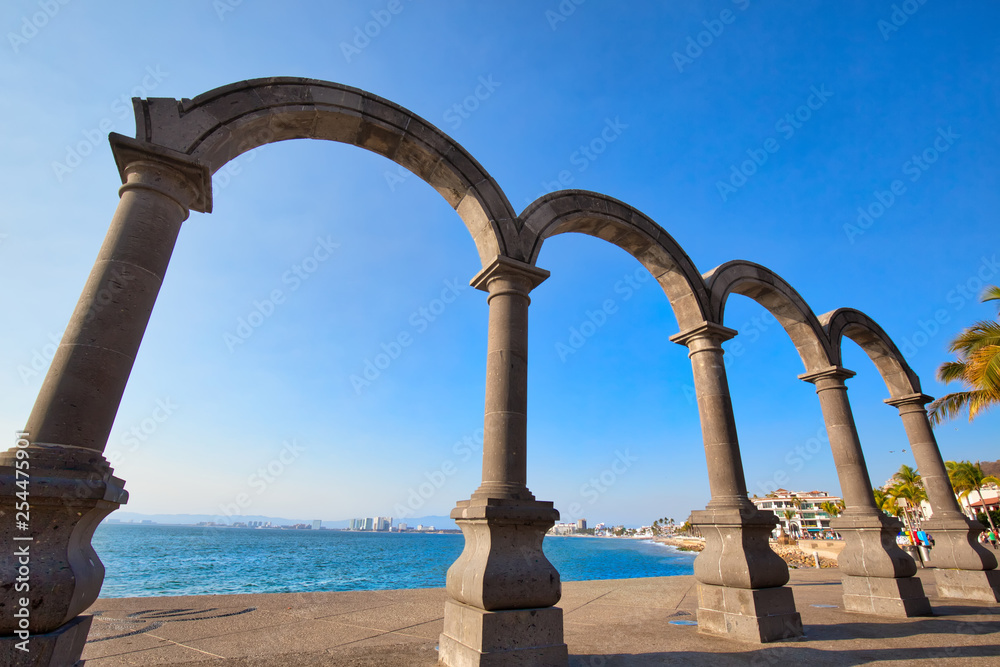 Famous Puerto Vallarta Arches (Los arcos) on the sea promenade