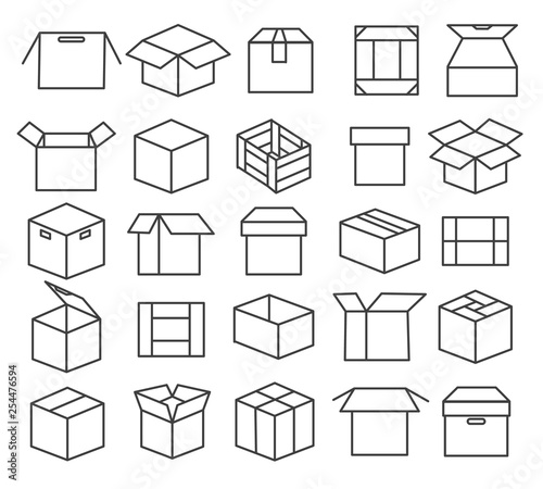 Box packaging line icons