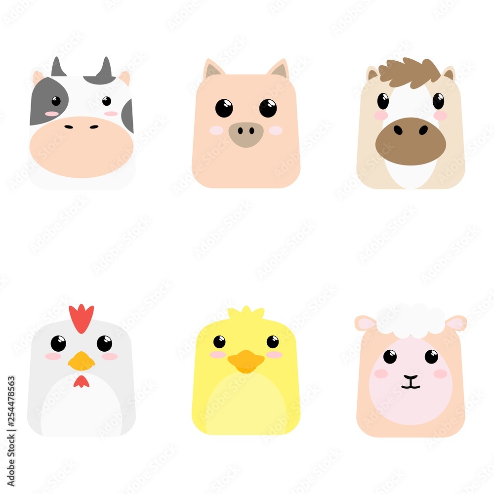 CARTOON CUTE BABY ANIMAL ICON SET CARD CARTOON CUTE BABY ANIMAL ICON SET CARD