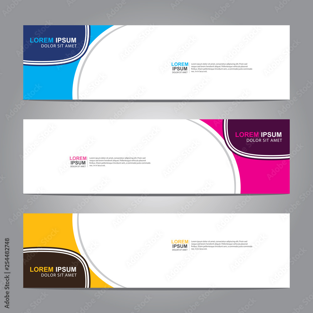 Vector abstract web banner design template. Collection of web banner template. Abstract geometric web design banner template isolated on grey background. Header - landing page Web Design Elements Vector abstract web banner design template. Collection of web banner template. Abstract geometric web design banner template isolated on grey background. Header - landing page Web Design Elements