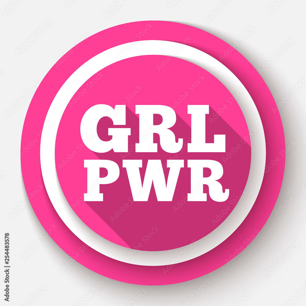 GRL PWR text. Girl power slogan for girls empowerment and independence. Feminism, Women's rights movement. Pink modern badge, vector illustration for t-shirt, poster, decoration for Feminists March. GRL PWR text. Girl power slogan for girls empowerment and independence. Feminism, Women's rights movement. Pink modern badge, vector illustration for t-shirt, poster, decoration for Feminists March.