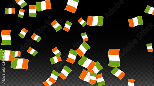 Vector Irish National Background. Saint Patrick Day Poster for Pub Party. 17 March Symbol Illustration. Flag of Ireland. Eire Banner about Tourism. Eire Island. Celtic Flag. Tourist Dublin Post Card.