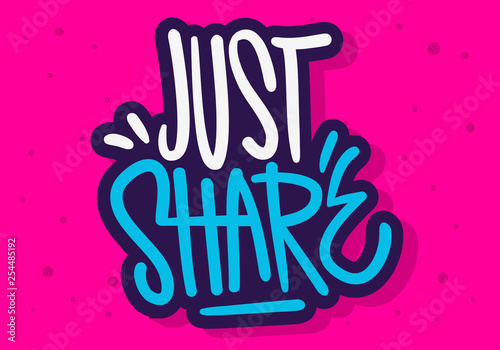 Share Label Sign Logo Hand Drawn Brush Lettering Calligraphy Type  Design Vector Graphic