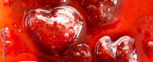 Background of strawberry jam, close-up