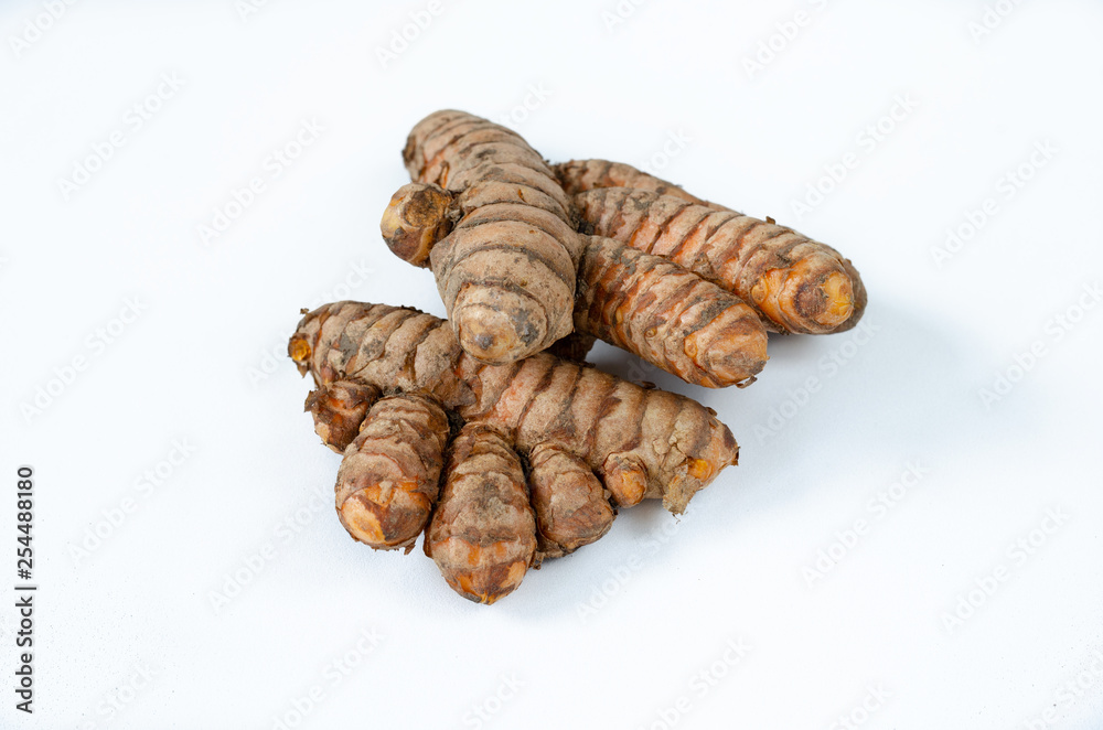 Turmeric on white background.