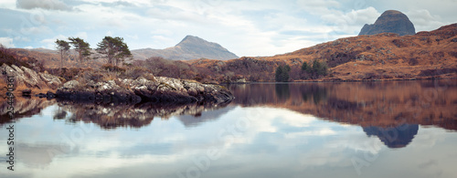 Landscape of the hills and munros in Lochinver Scotland. Massive Panoramic composite.  the preview does not show the resolution and crisp focus. photo