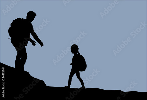 Silhouette father of the child.