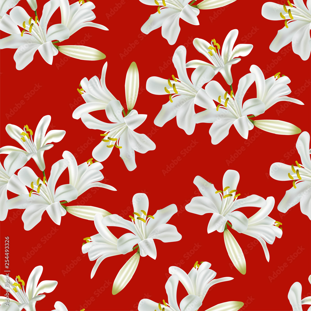 Flower seamless pattern with  agapanthus  vector illustration