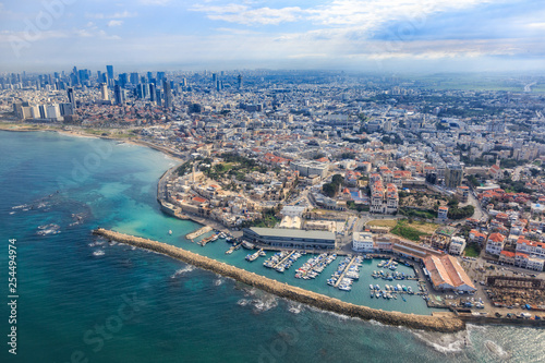 Tel Aviv, ISRAEL-February 24, 2019: Panoramic view of tel Aviv from Jaffa © mikefuchslocher