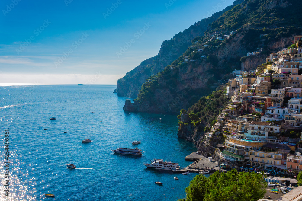 Landscape of Positano town on Amalfi coast, Campania