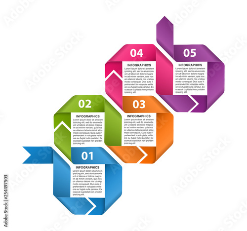 Infographics template with ribbons. Infographics for business presentations or information banner.