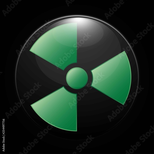 Green radioactive contamination icon on black background