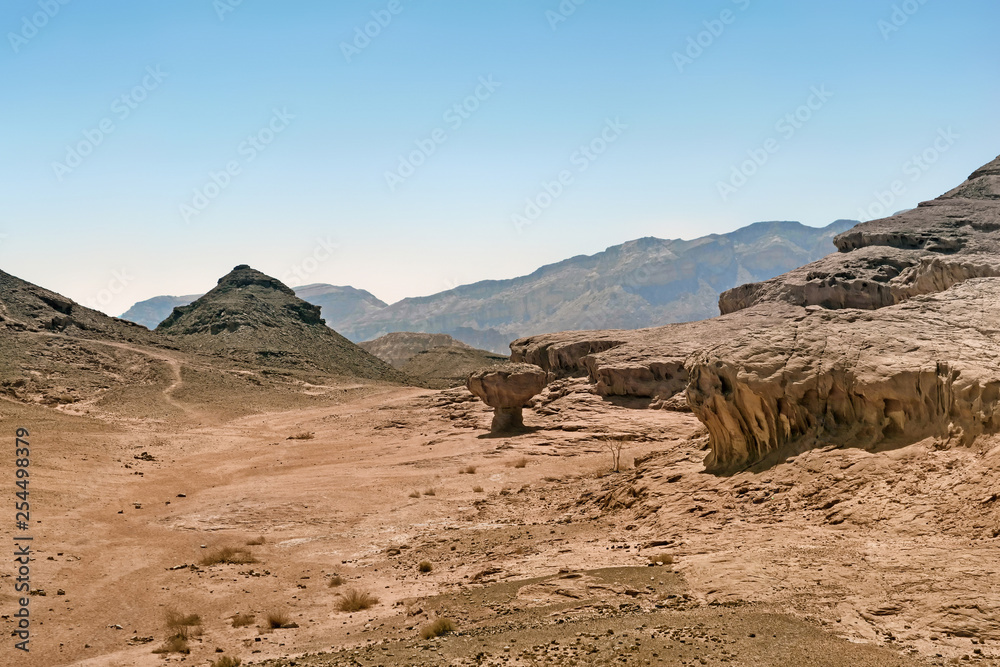 Lifeless landscape in Negev Desert of Israel.