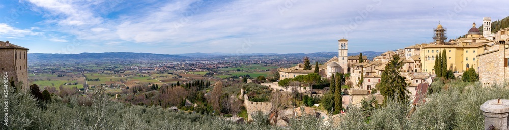 View from Assisi, Umbria, Italy. Panorama