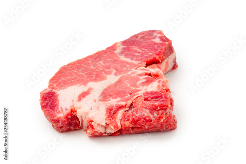 Raw pork isolated on white background.